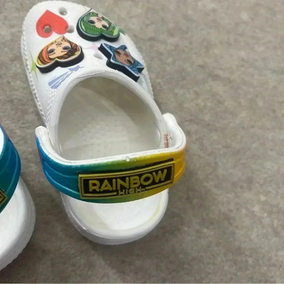 CROCS Kids Classic Rainbow High Toddlers White Slip On Shoes Size C5 Toddler - Picture 11 of 13